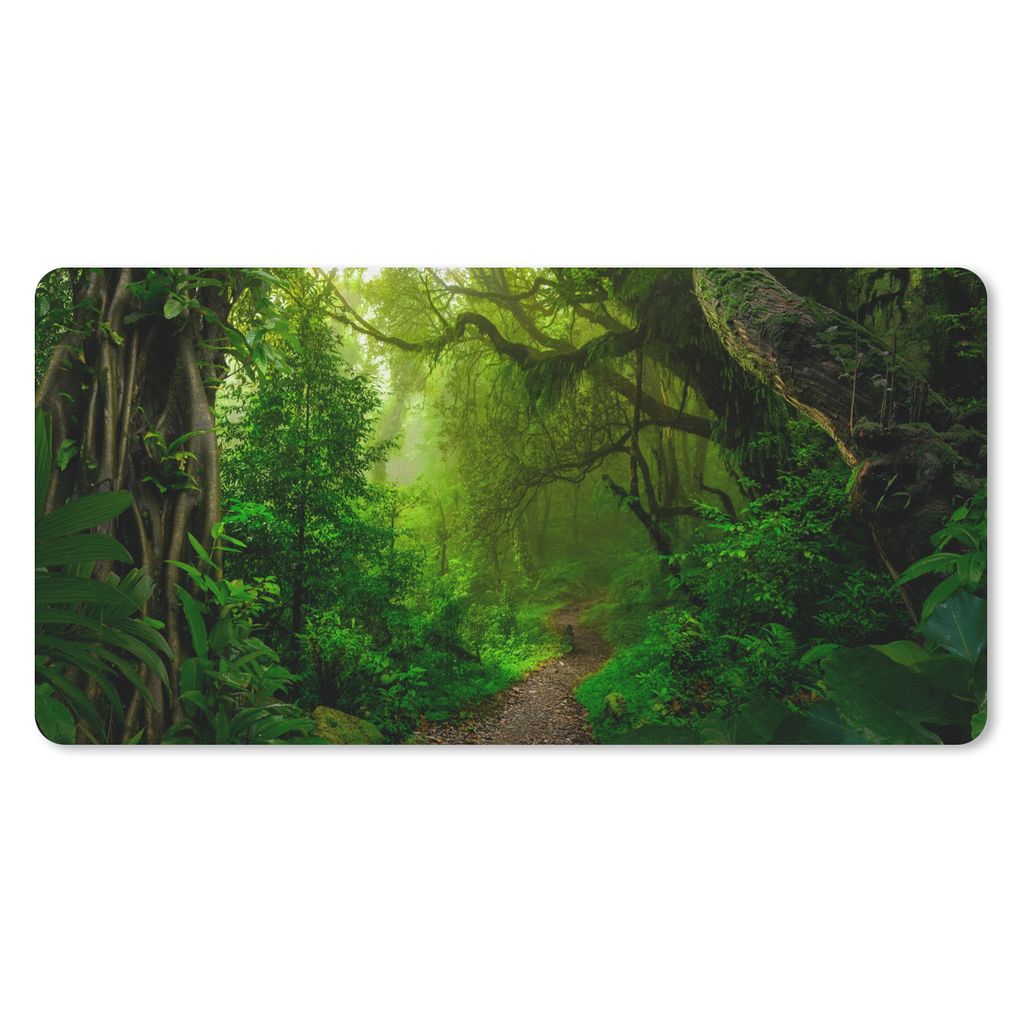 MuchoWow Schreibtischunterlage Landschaft - Dschungel - Tropisch - Sonne - Grün 80x40 cm - XXL Mauspad - Gaming Mauspad
