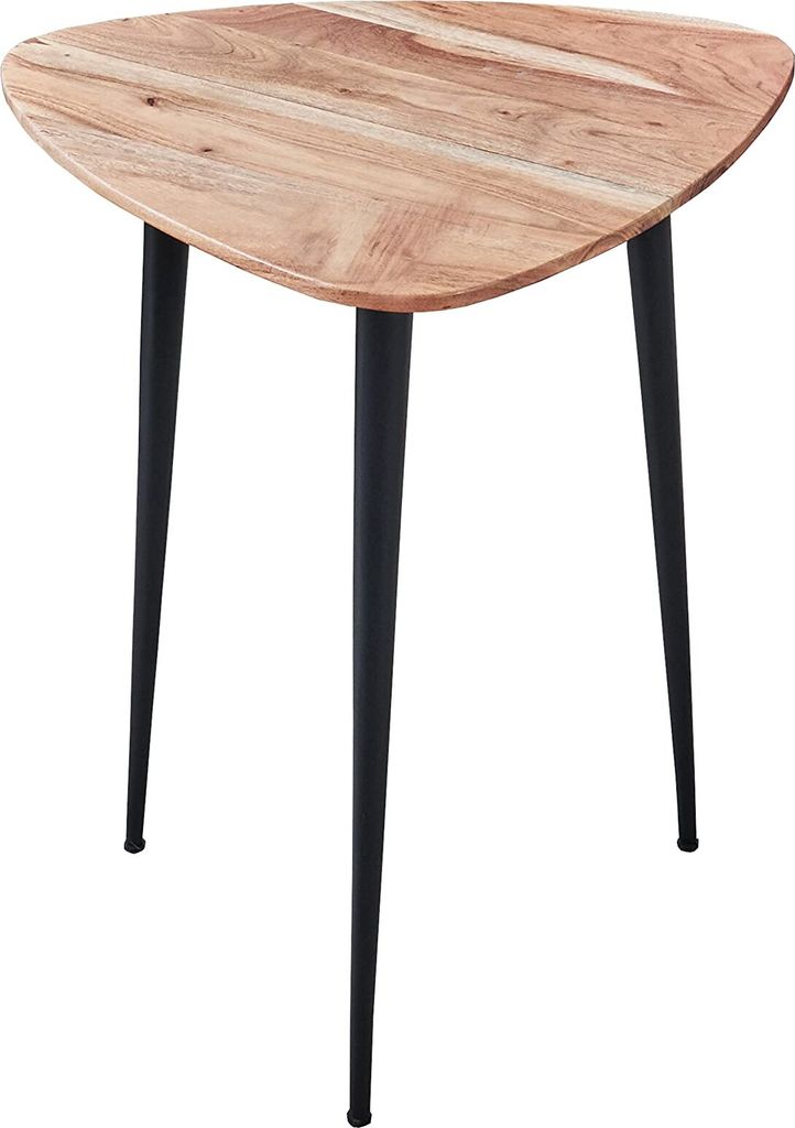 Beistelltisch ELSA 50 x 50 cm, Akazienholz massiv & naturfarben, Couchtische mit schwarzem Metallgestell, jeder Sofatisch EIN Unikat