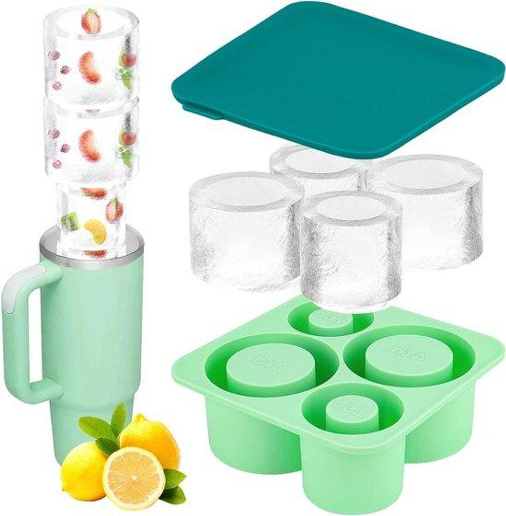 Silikon-Iglo-Blochform 20-300-40 oz Tasse - 4 Gitter- leere Zylinder-Eismaschine - Deckel für Gefrierschrank - eiskalte Getränke Saft Kaffee (grün)