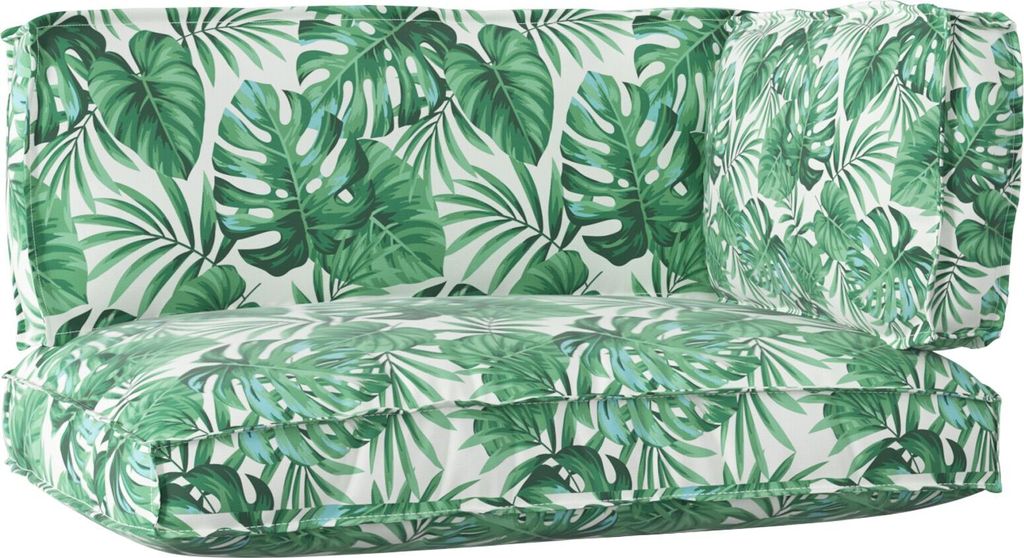 3-teiliges Palettenkissen-Set mit Blattmuster aus Oxford-Stoff, Klassische Sofas DesignMöbel Neu