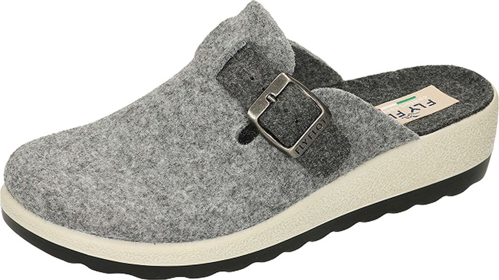 Fly Flot Damen Pantoffel Hausschuh Colorblocking Schnalle 330023, Größe:41 EU, Farbe:Grau