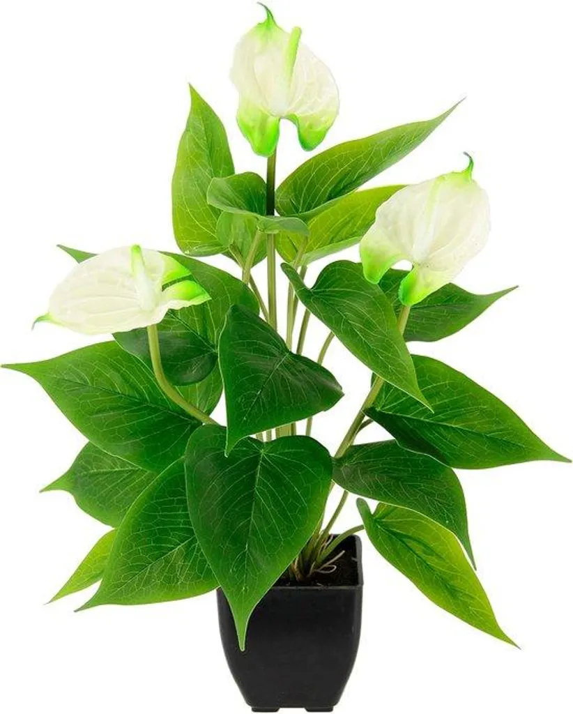Anthurium artificiel rouge avec pot, plante tropicale réaliste, 60cm