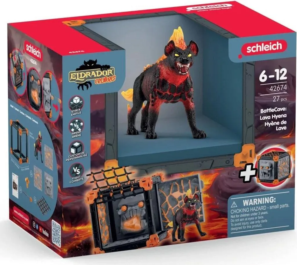 Schleich Eldrador 42674 BattleCave Lavahyäne Figurine de Combat de Feu