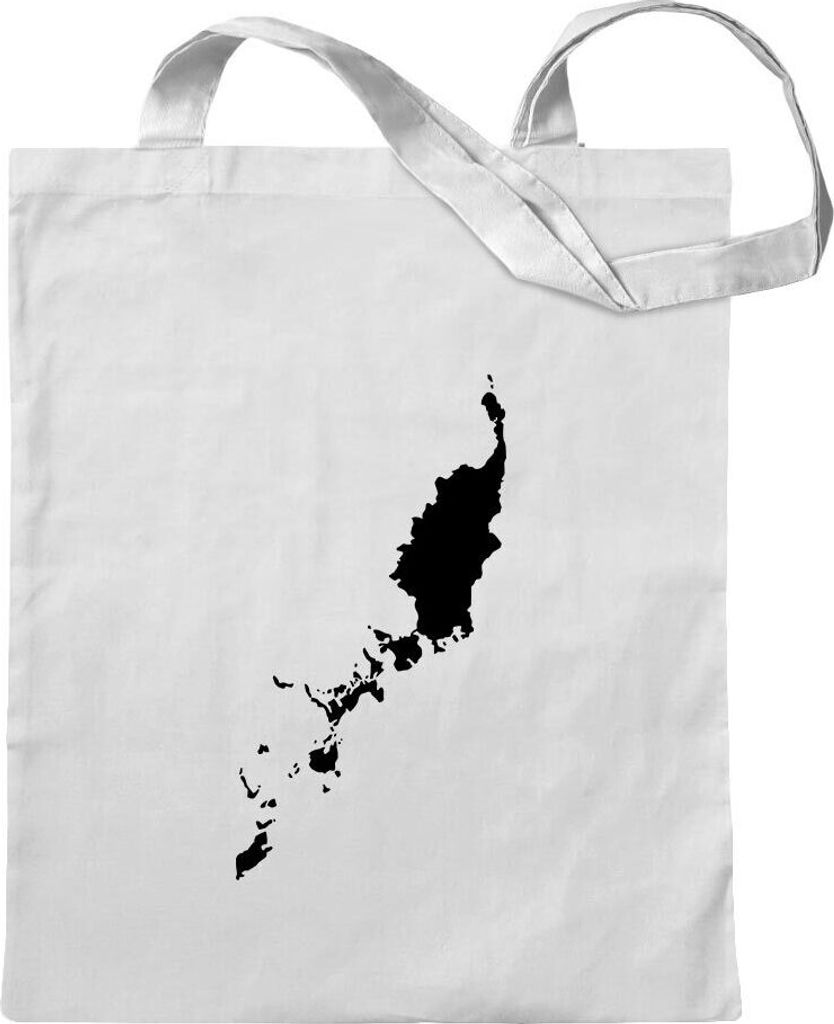 Kiwistar - Baumwolltasche - weiss - Palau Umriss Kontur - Tragetasche Stoffbeutel Umhängetasche Langer Henkel