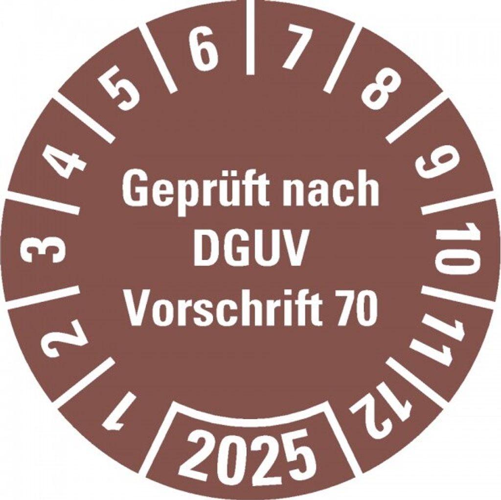 Dreifke Aufkleber I Prüfplakette n. DGUV Vorschrift 70, 2025, braun,...