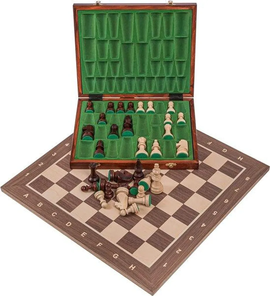 Échiquier en bois massif de luxe - Jeu d'échecs artisanal 40x40 cm
