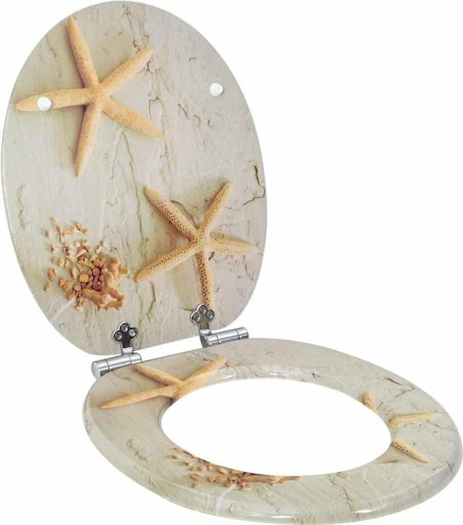 Soft-Close Toilettensitz Gelb und Weiß 44 x 38 cm MDF-Platte