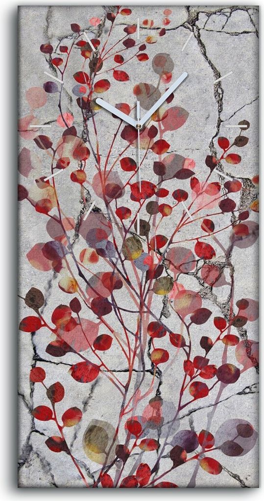 Wanduhr Bürouhr Leinwand Bild 30x60 Malerei Abstrakte Blätter Zweige Kunst - weiße Hände