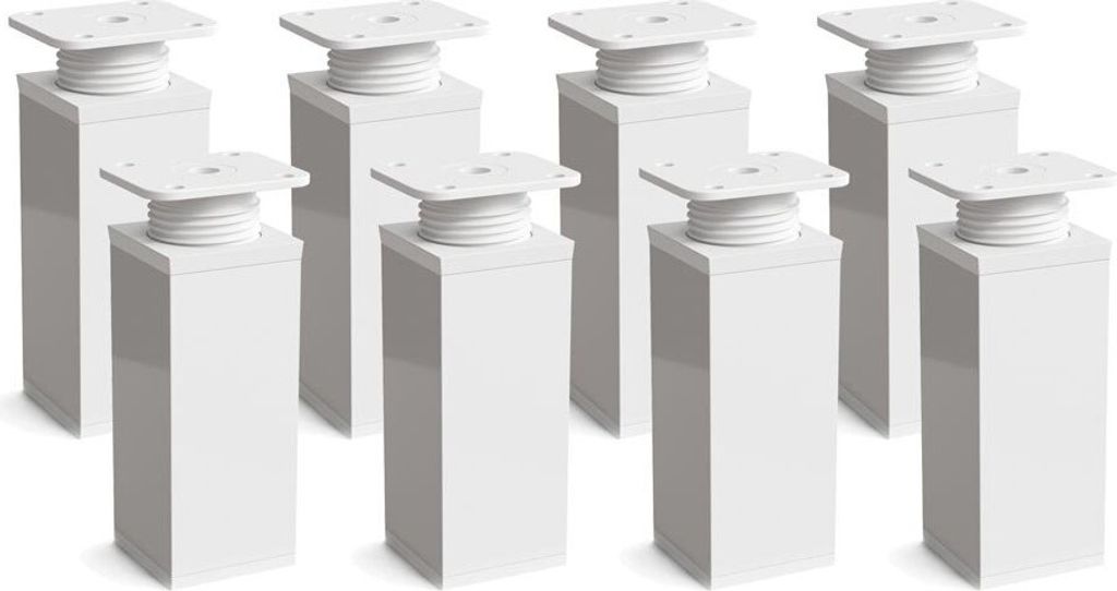 8er Set sossai moderne Möbelfüße in Weiß 60mm höhenverstellbar Schrankfüße Sockelfüße