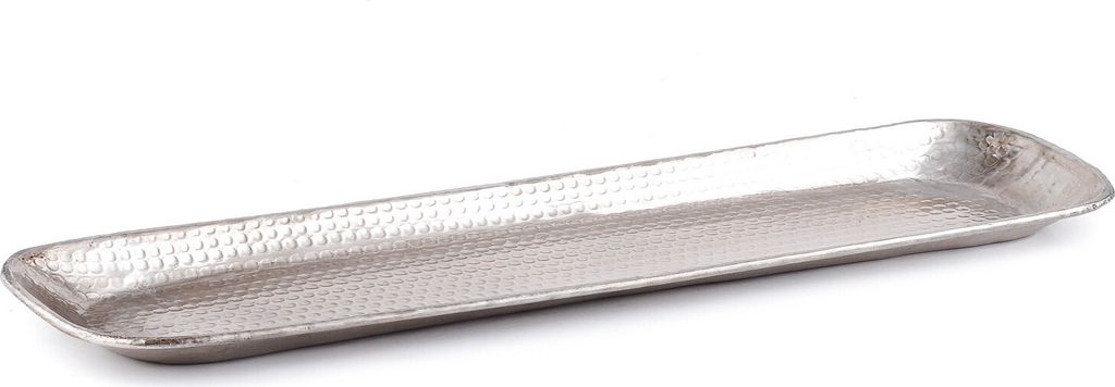 Orientalisches Tablett aus Aluminium Hedye 58cm | Marokkanisches Teetablett in der Farbe Silber | Orient Silbertablett silberfarbig | Orientalische...