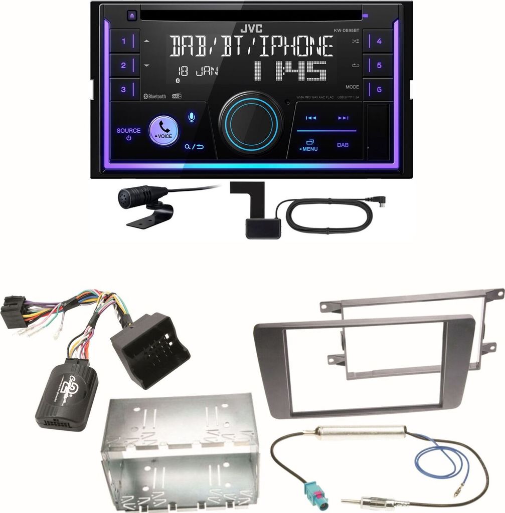 JVC KW-DB95BT Bluetooth Digitalradio Einbauset für Skoda Octavia 2 Yeti 5L