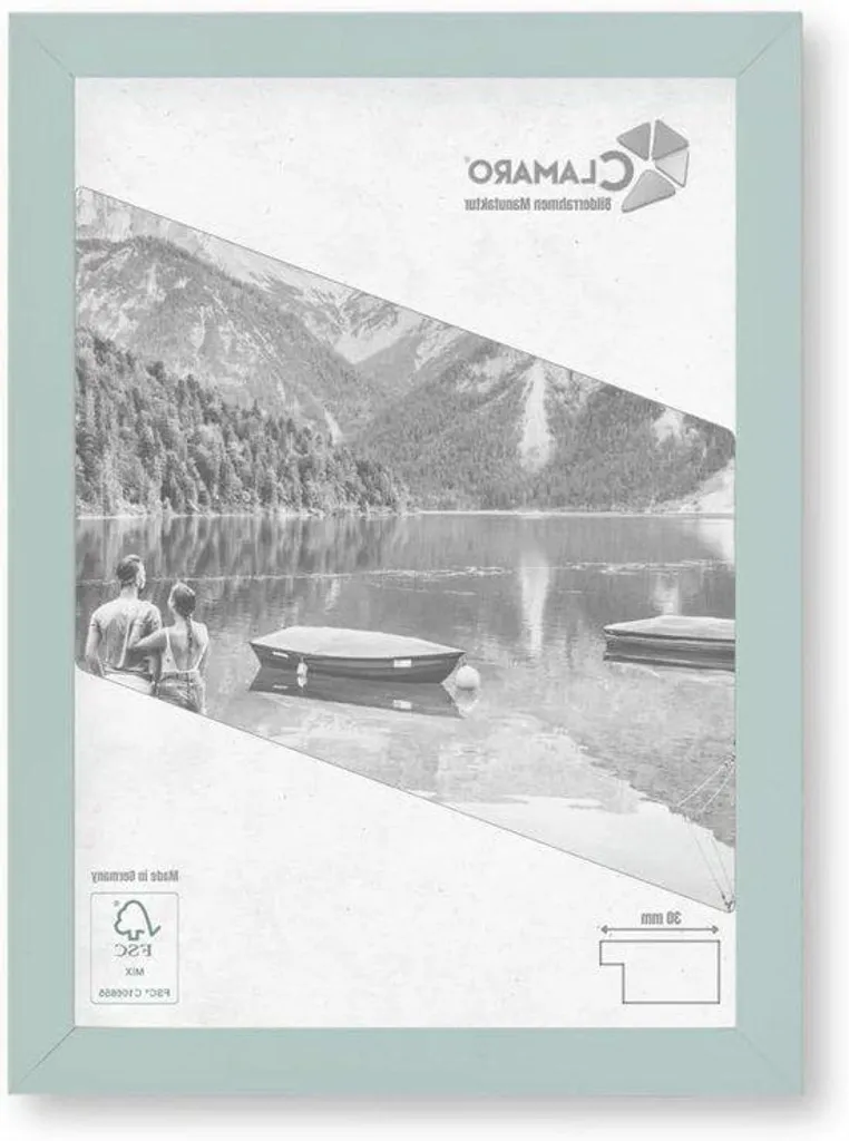 Cadre photo gris-bleu 40x70 cm - Fabrication artisanale en Allemagne