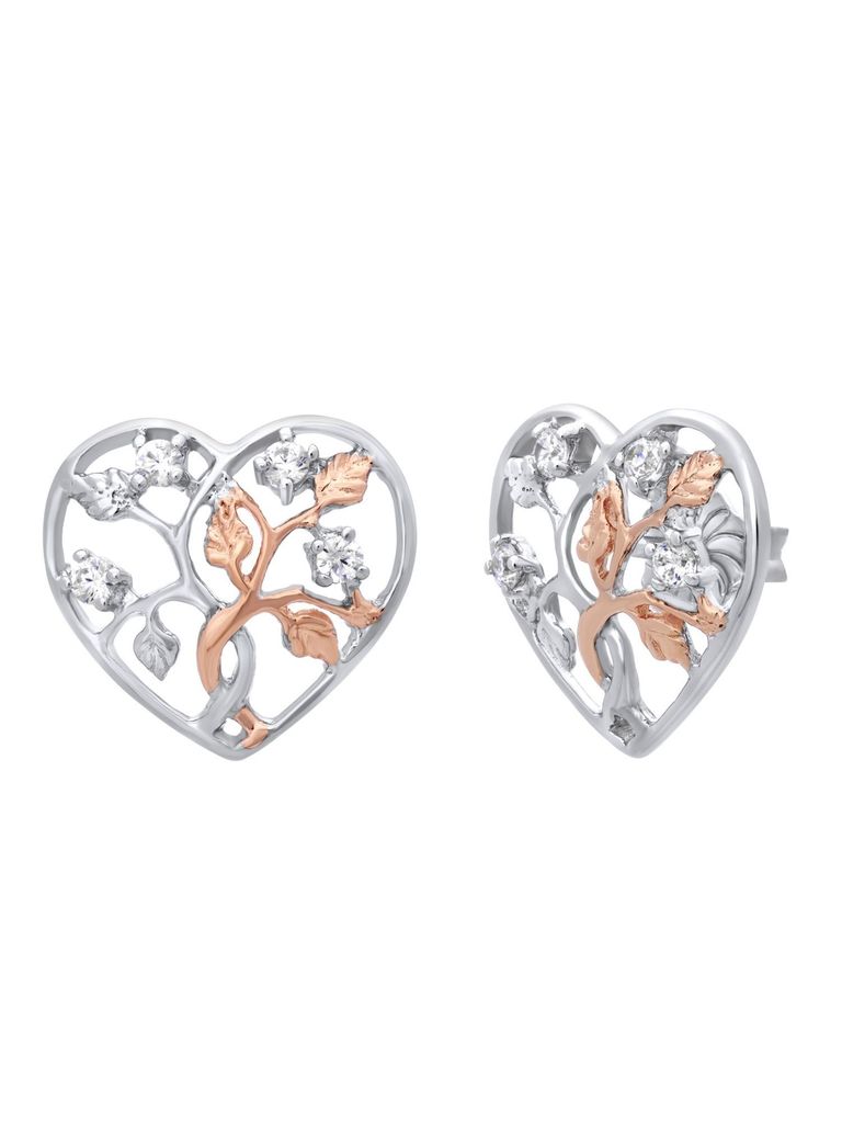 Julie Julsen JJER0794.8 Damen Ohrstecker Lebensbaum Bicolor Rose Weiß