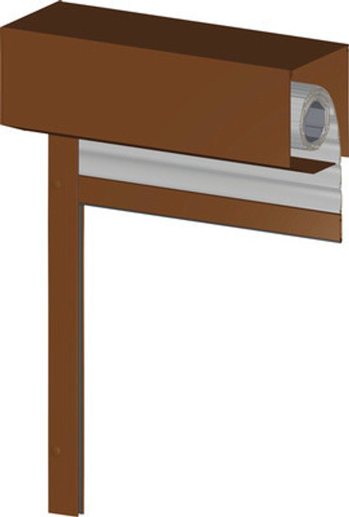 ARON Vorbaurollladen PVC grau 1100 x 1265 mm Kasten Aluminium RAL 8003 lehmbraun Gurtzug Links