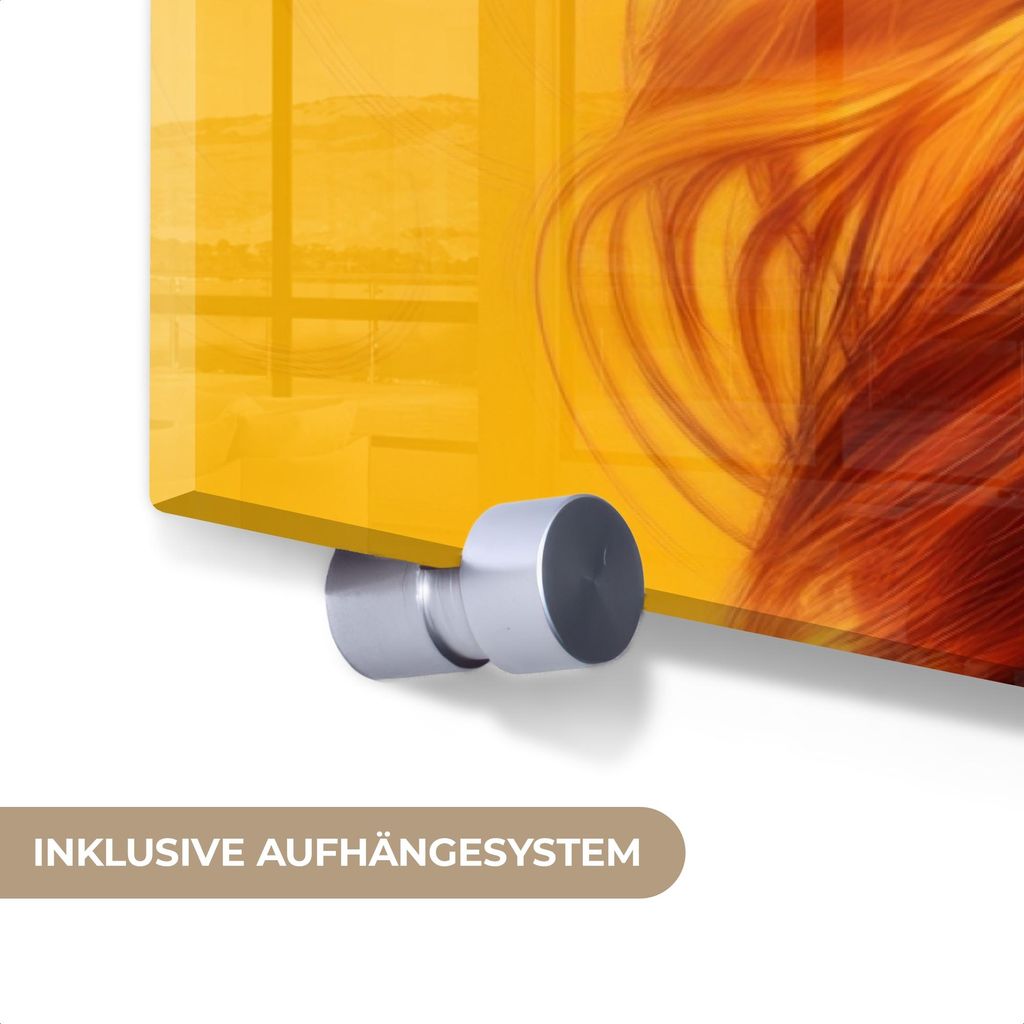 MuchoWow Glasbilder - Bilder auf Wandbild - Foto auf Glas Frau - Zitronen - Blüte - Gelb 60x40 cm Wanddekoration aus Glas - Acrylglasbild - Acrylb...