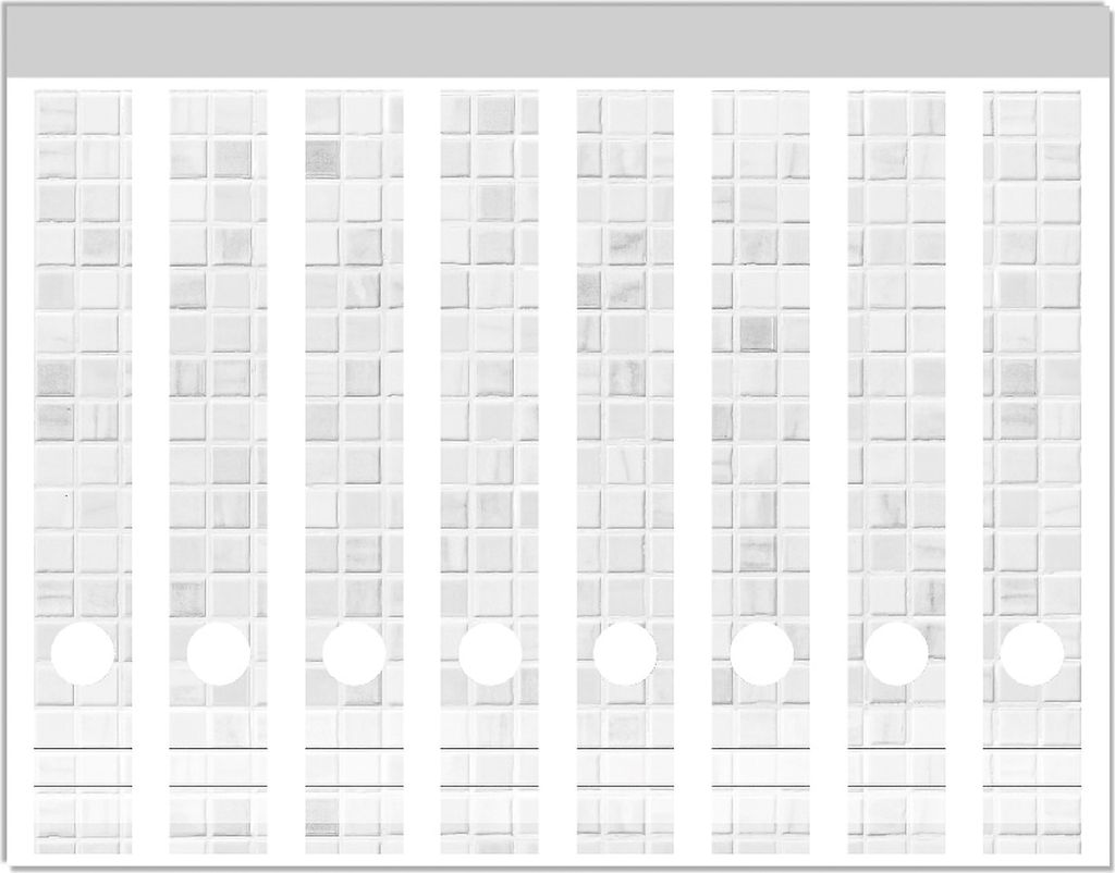 Wallario Ordnerrücken Sticker, selbstklebend für schmale Ordner, 8 Stück, Motiv Fliesen im Bad weiß-grau
