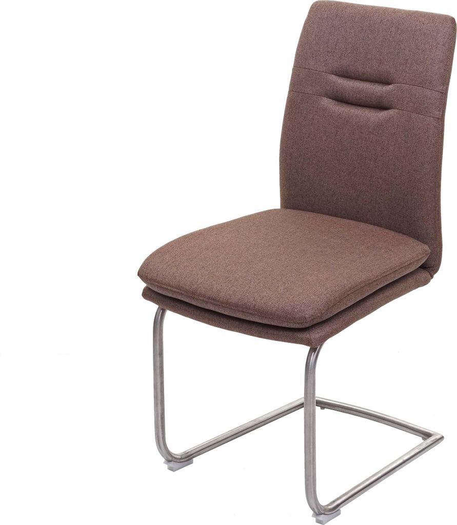 Esszimmerstuhl | HxBxT 92x47x57cm | Sitzhöhe 49cm | Stoff/Textil Edelstahl gebürstet | Braun | Küchenstuhl Freischwinger Lehnstuhl Stuhl