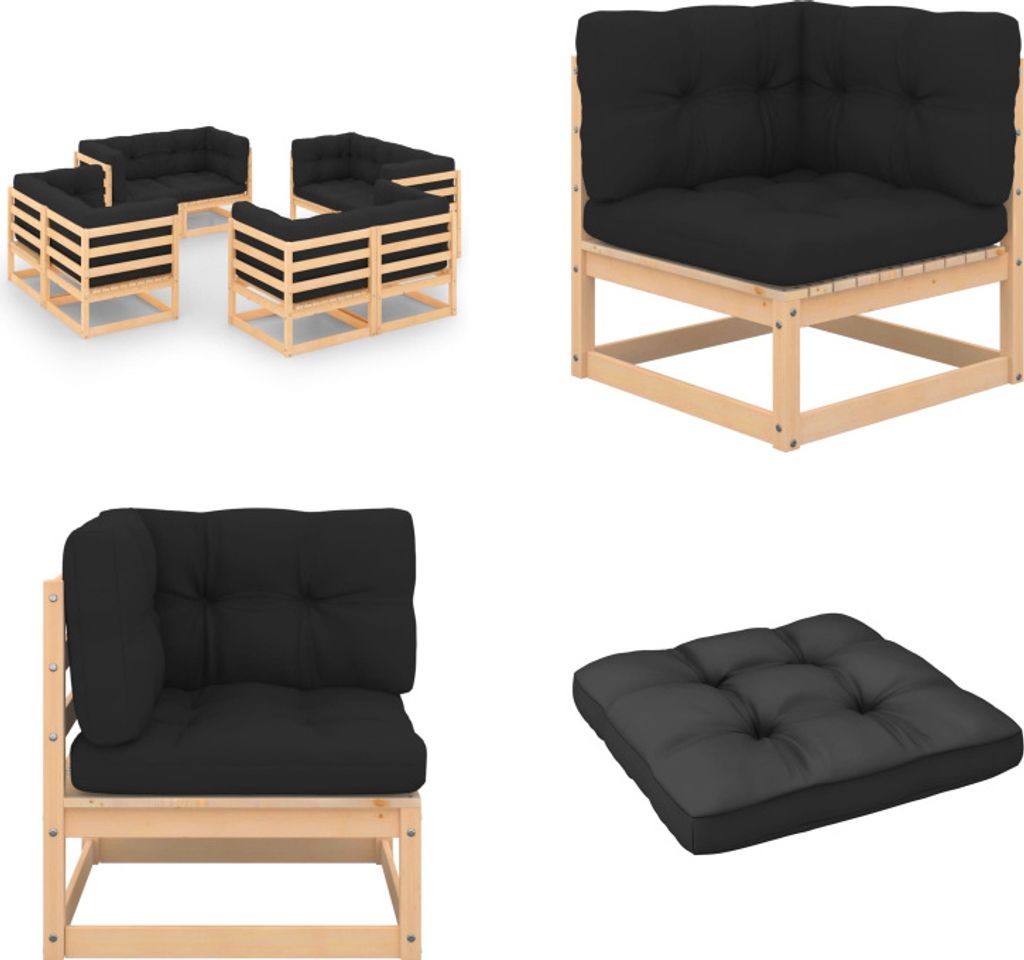 vidaXL 8 tlg. Garten Lounge Set mit Kissen Massivholz Kiefer - Gartenmöbel Set - Gartenmöbel Sets - Gartengarnitur - Gartengarnituren