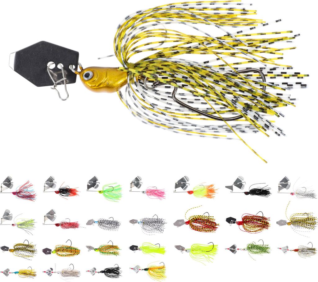 Bladed Jig Angelköder, 14g Bass Angelköder, Scharfe Drahtnadelhaken, Swimbait Angeljigs für große Barsche, Goldton