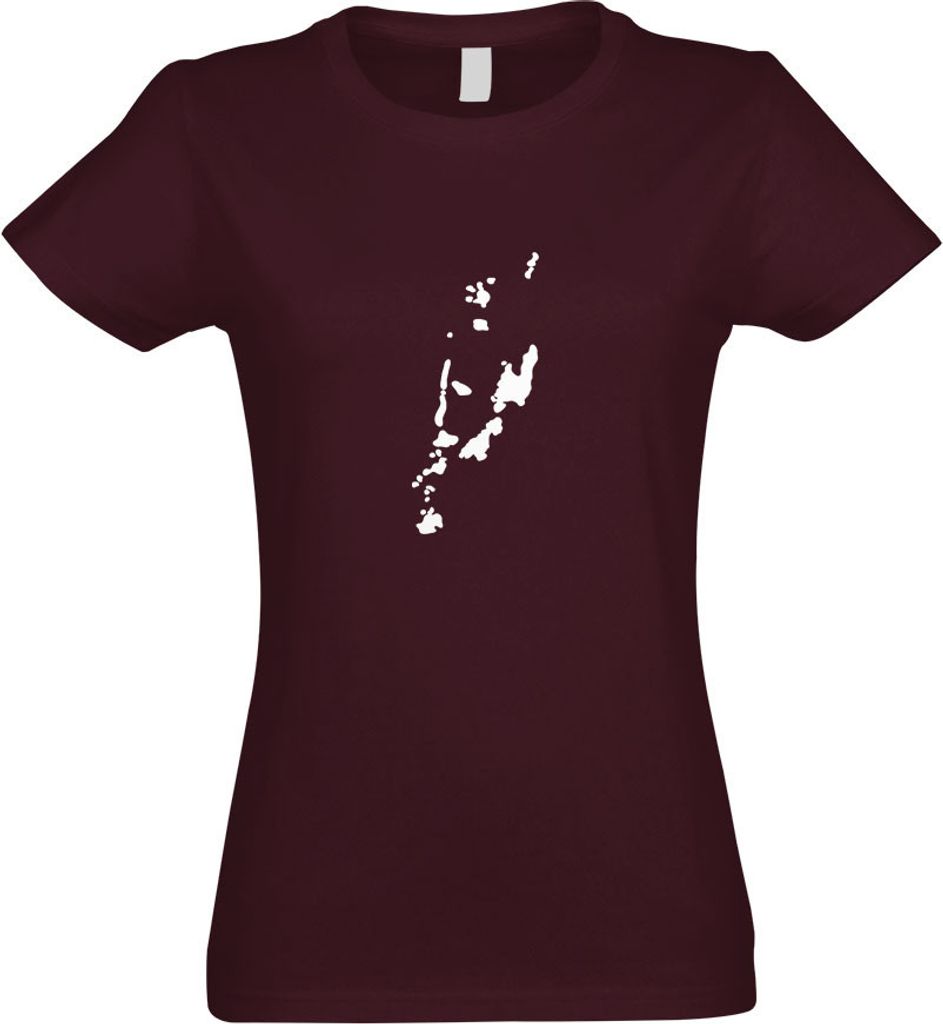 Kiwistar - T-Shirt tailliert - Damen - Burgund - Vanuatu Umriss Kontur - mit Motiv Bedruckt - Funshirt Design - Sport - Freizeit - Damen - L