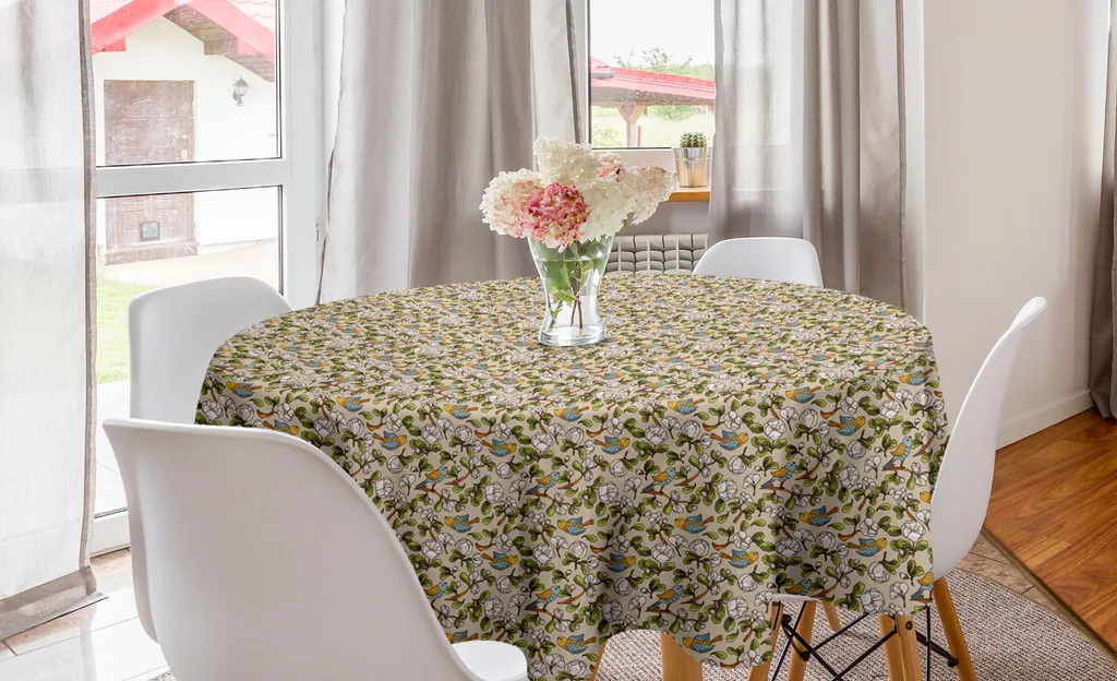 Tovaglia Rotonda Senape 150cm Abakuhaus - Floreale per Feste e Cucina