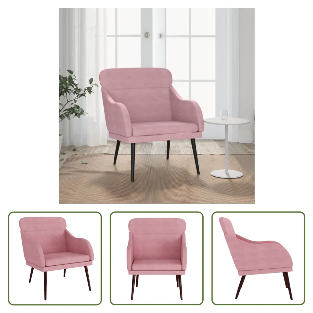 Poltrona Rosa in Velluto 63x76x80 cm | Design Moderno Living Store