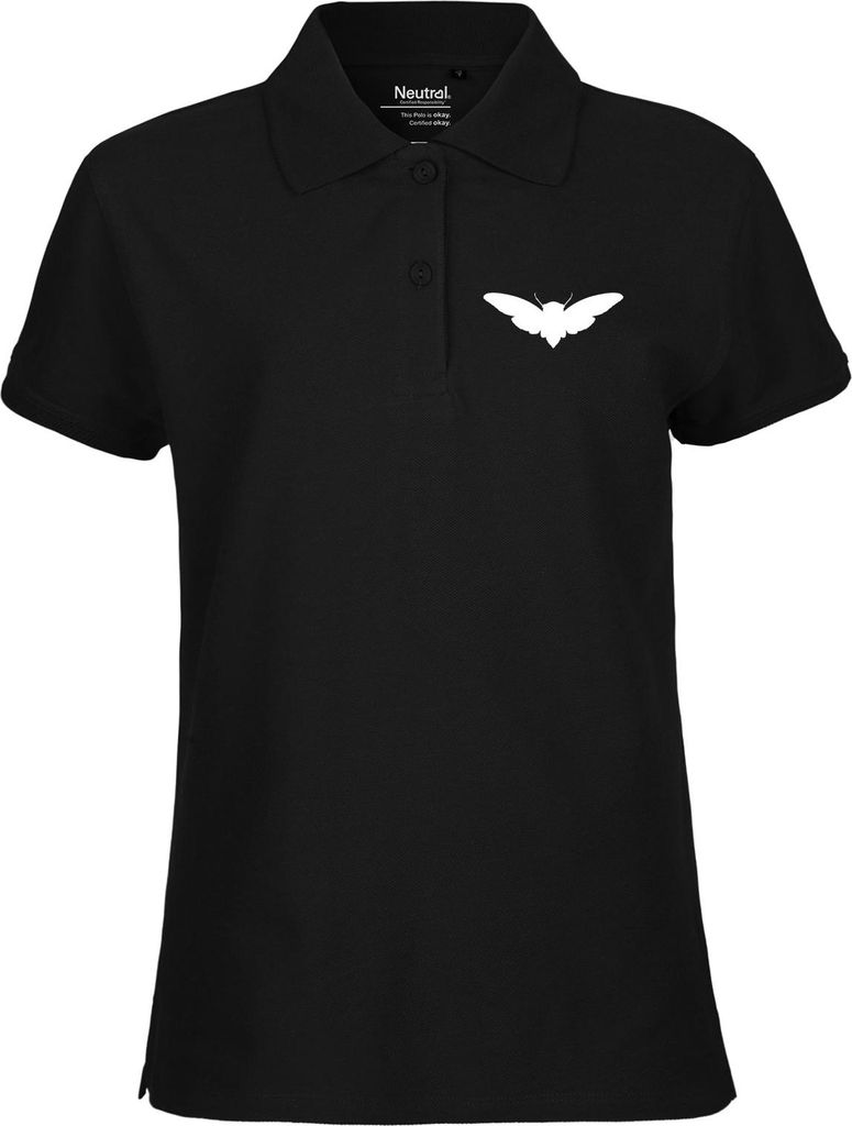 Huuraa Damen Polo Shirt Motte Silhouette S Black Bio Baumwolle Fairtrade Poloshirt Geschenkidee