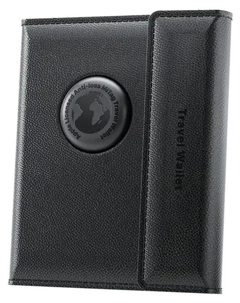 Protège-passeport connecté en cuir véritable noir pour homme et femme