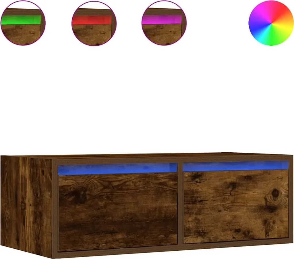 Mobile TV con luci LED rovere fumé 75x35,5x25 cm