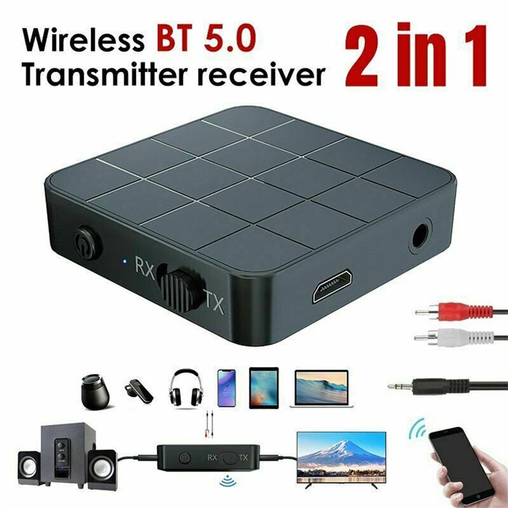 2in 1 Bluetooth v5.0 Audio Transmitter Empfänger Musik Stereo Adapter Sender AUX 