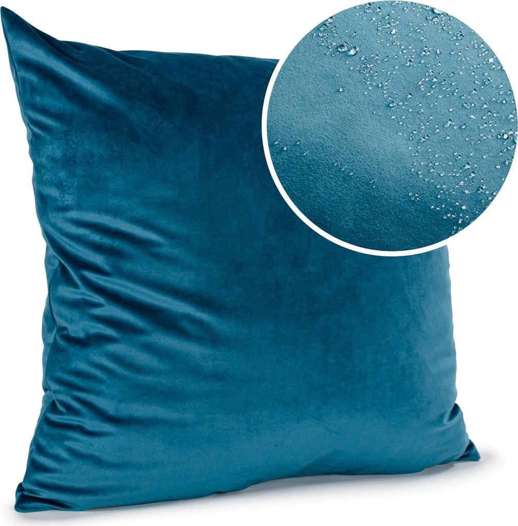 Dekokissen 50x50cm Kissenhülle mit Reißverschluss Sofakissen mit Füllung Einfarbig Samt Uni Türkisblau
