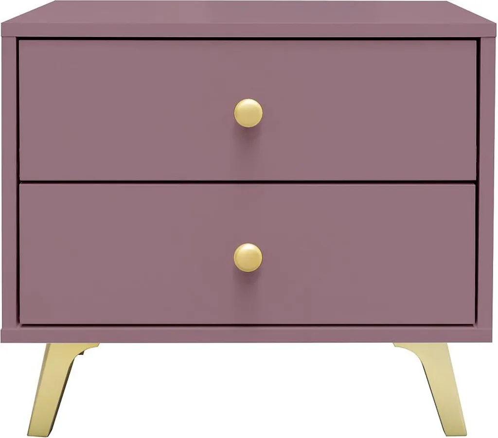 Table de nuit JOELE prune, petit meuble d'appoint élégant 40x35x52 cm