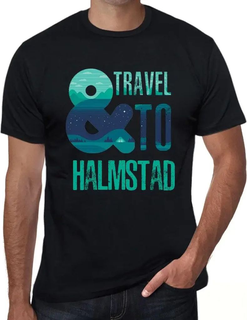 Herren Grafik T-Shirt Und Reisen nach Halmstad – And Travel To Halmstad – Öko-Verantwortlich Vintage Jahrgang Kurzarm Lustige Druck Geburtstag