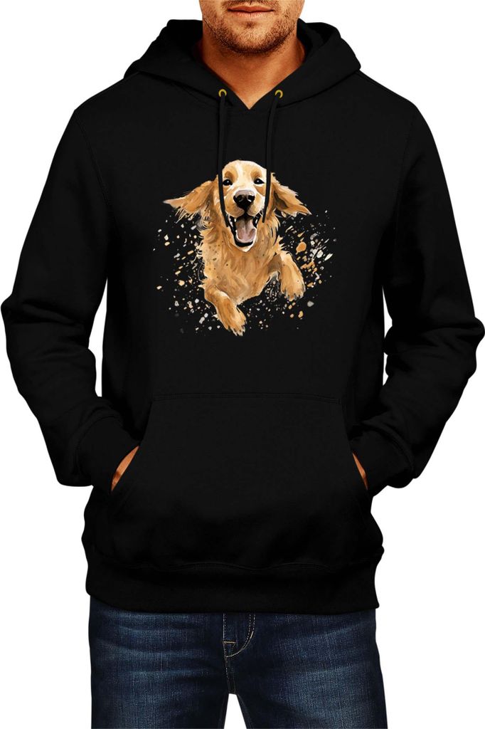 Herren Kapuzenpullover Funny Dogs Breeds Golden Retriever Dog Breed 020, Man S / Schwarz