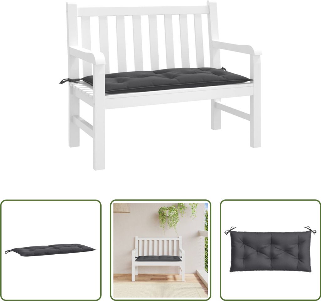 The Living Store Gartenbank-Auflage Melange Anthrazit 100x50x7 cm Stoff