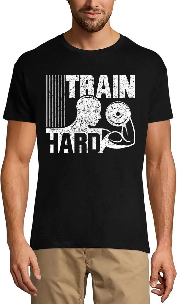 Herren Grafik T-Shirt Fitness-Studio trainieren hart - Fitness-Workout – Gym Train Hard - Fitness Workout – Öko-Verantwortlich Vintage Jahrgang