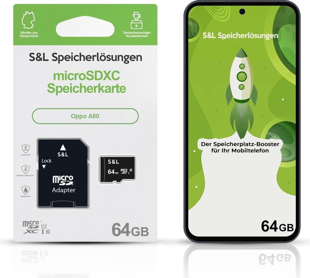 microSD Speicherkarte S&L für Oppo A80 - Speicherkapazität: 64 GB