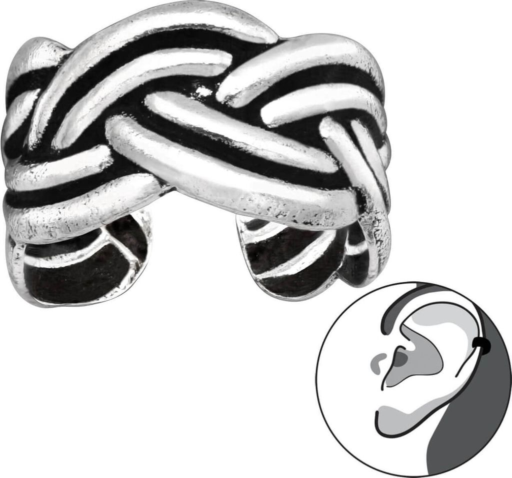 925 Sterling Silber Ohrmanschette mit geschwärztem keltischen Muster Ear Cuff Ohrklemme