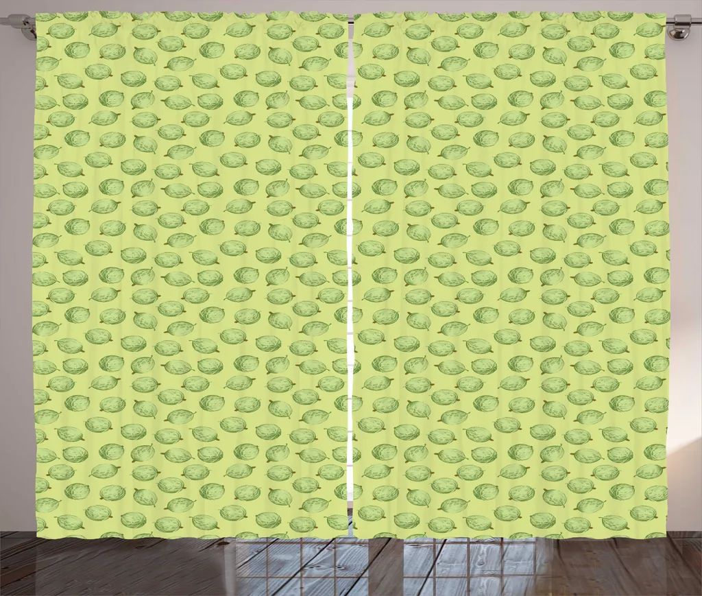 Rideau pour grande fenêtre de chambre motifs nature vert réséda 280cm