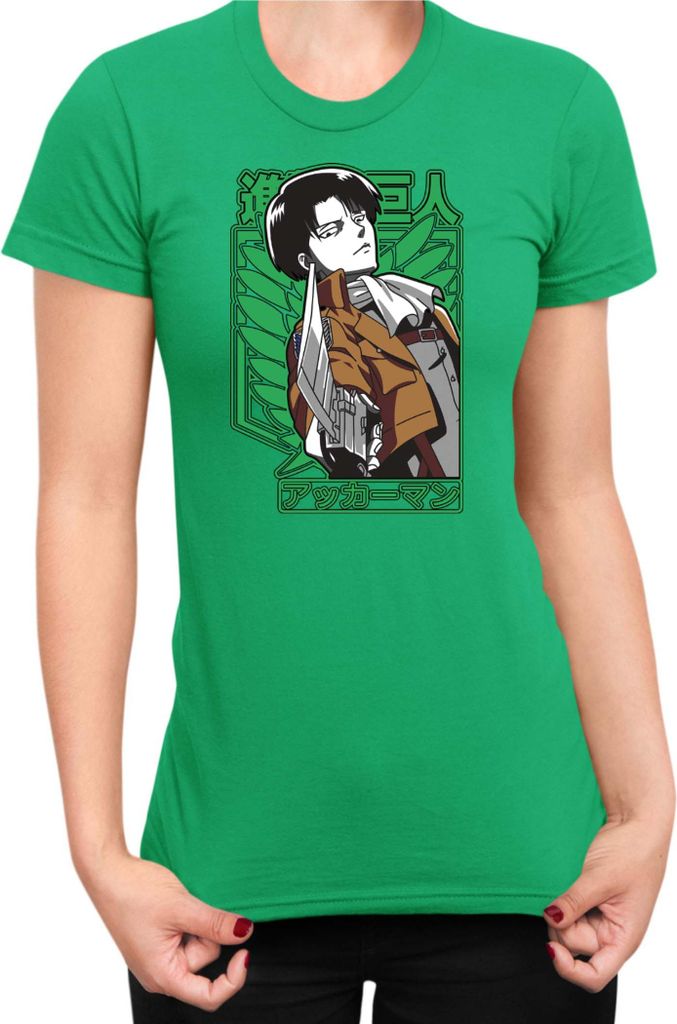 Damen T-Shirt Manga Japan Anime Comics Animation Attack Anime On Titan 15, Lady XS / Grün