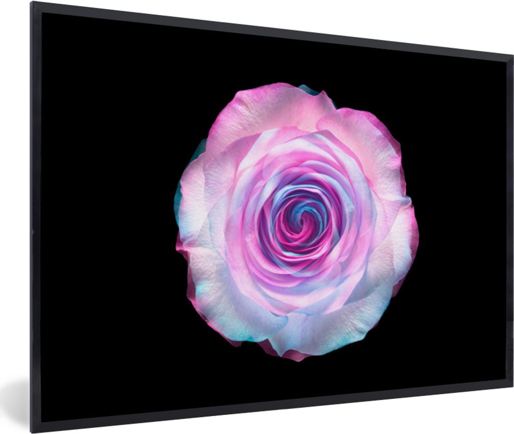 MuchoWow MuchoWow Gerahmtes Poster Rose - Abstrakt - Farben 60x40 cm - Poster mit zchwarzem Bilderrahmen - Printing - Wanddeko Schlafzimmer