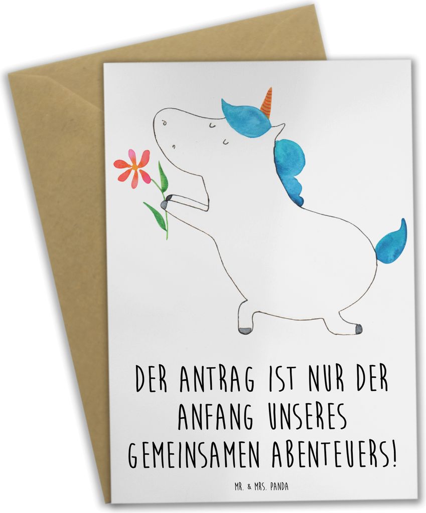 Mr. & Mrs. Panda Grußkarte Heiratsantrag Abenteuer - Weiß - Geschenk, Heiraten, Hochzeit, Heirat, emotionale Reise, Liebesmoment, Geschenke, hoch...