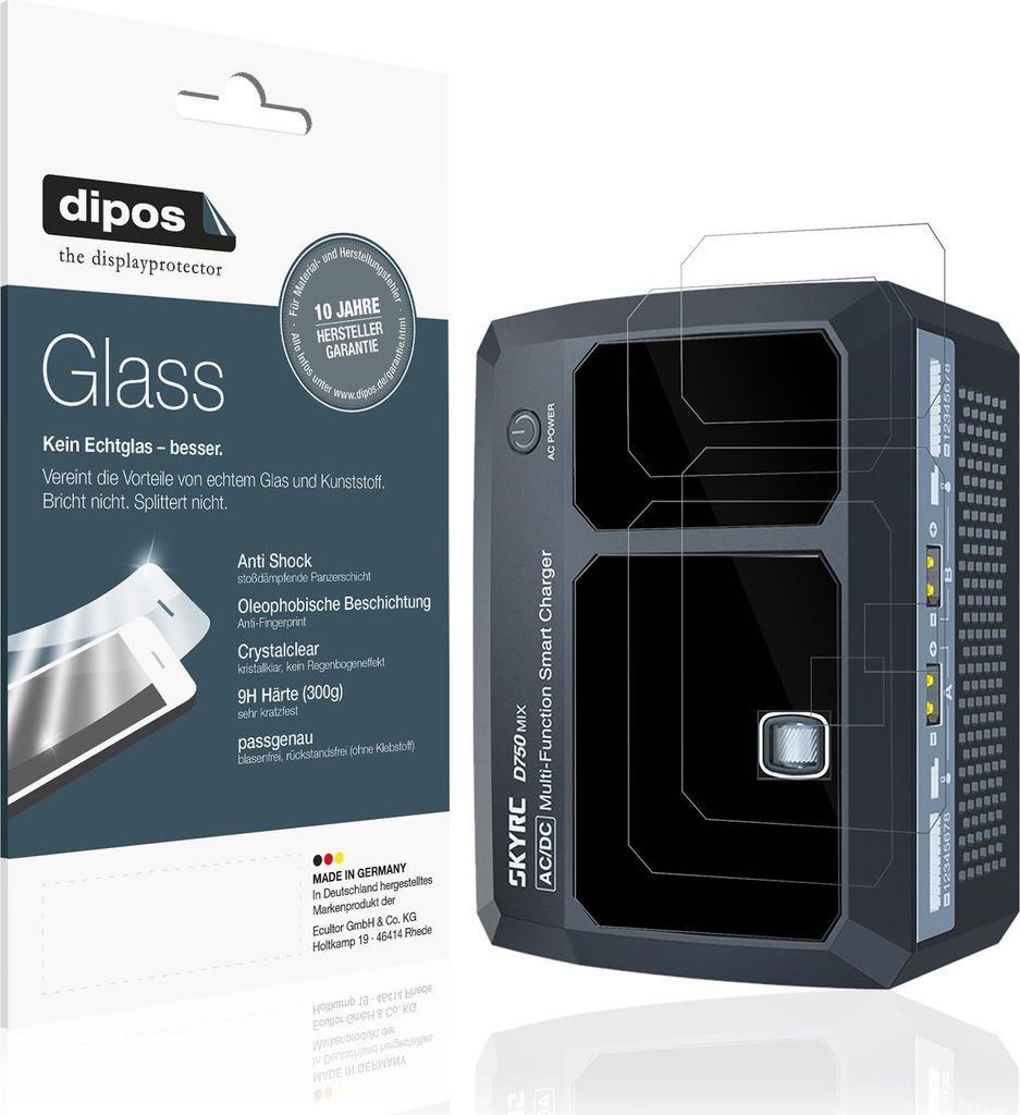 2x Schutzfolie für SKyRc D750 - Anti-Shock 9H Folie dipos Glass Kunststoffglas