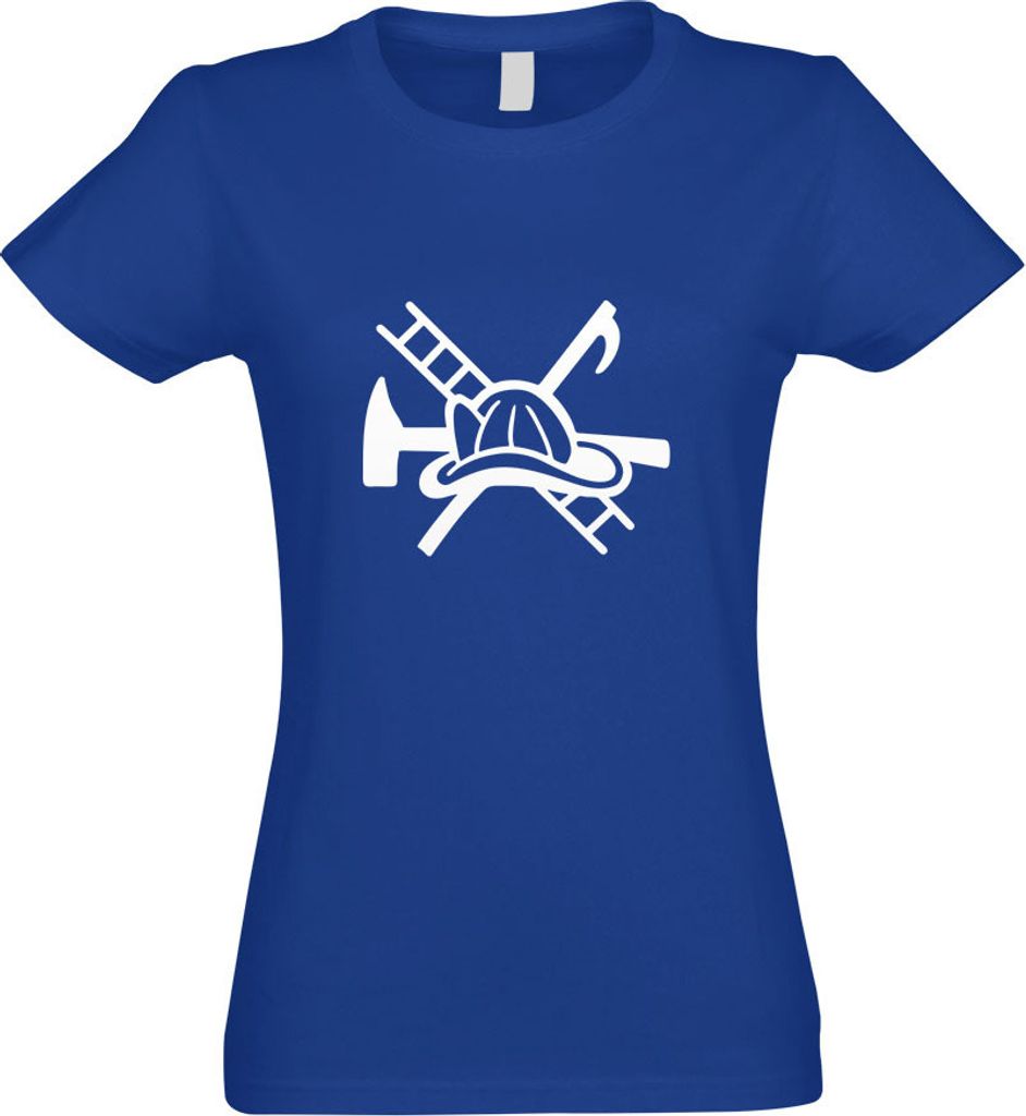 Kiwistar - T-Shirt tailliert - Damen - royal - Feuerwehrhelm - Motiv 2 - mit Motiv Bedruckt - Funshirt Design - Sport - Freizeit - Damen - L