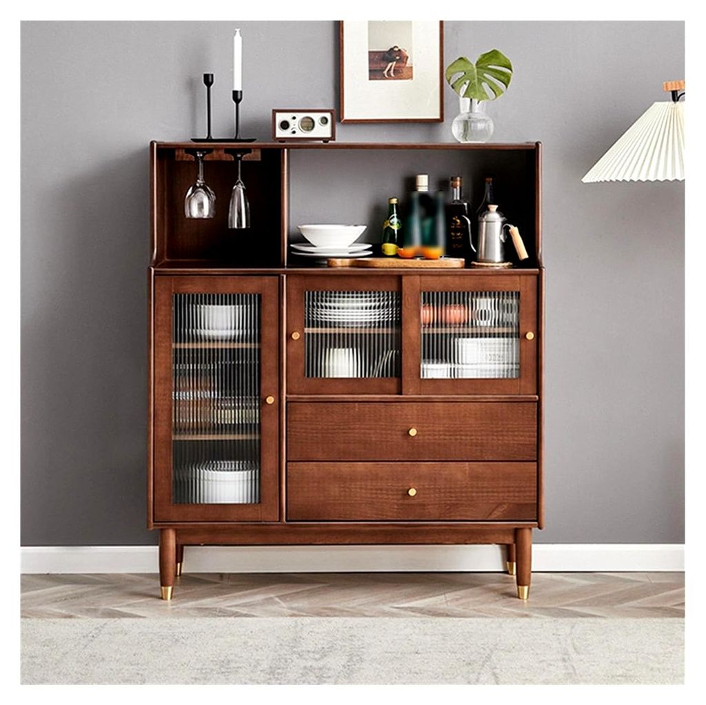 Sideboard-Barschrank, Küchenaufbewahrungsschrank mit Glastüren, Akzent-Schrank für Wohnzimmer, Esszimmer, Schlafzimmer, Buffet-Schrank (110 x 40...