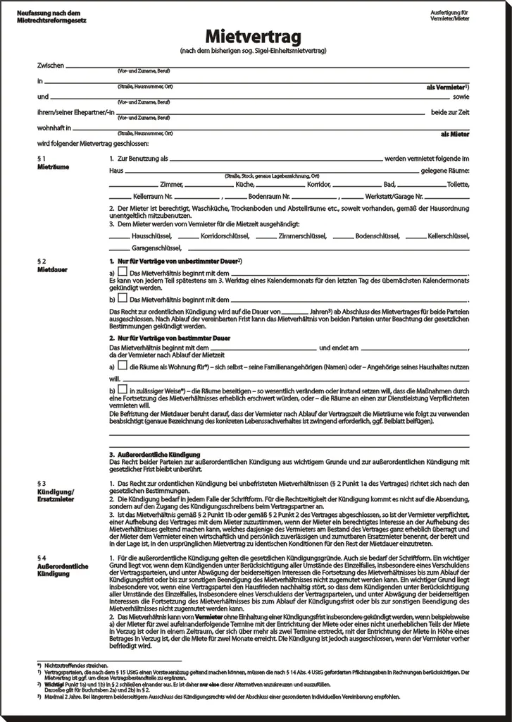 25x Contrat de location Sigel MV464 - Modèle unique A4 4 pages - 3