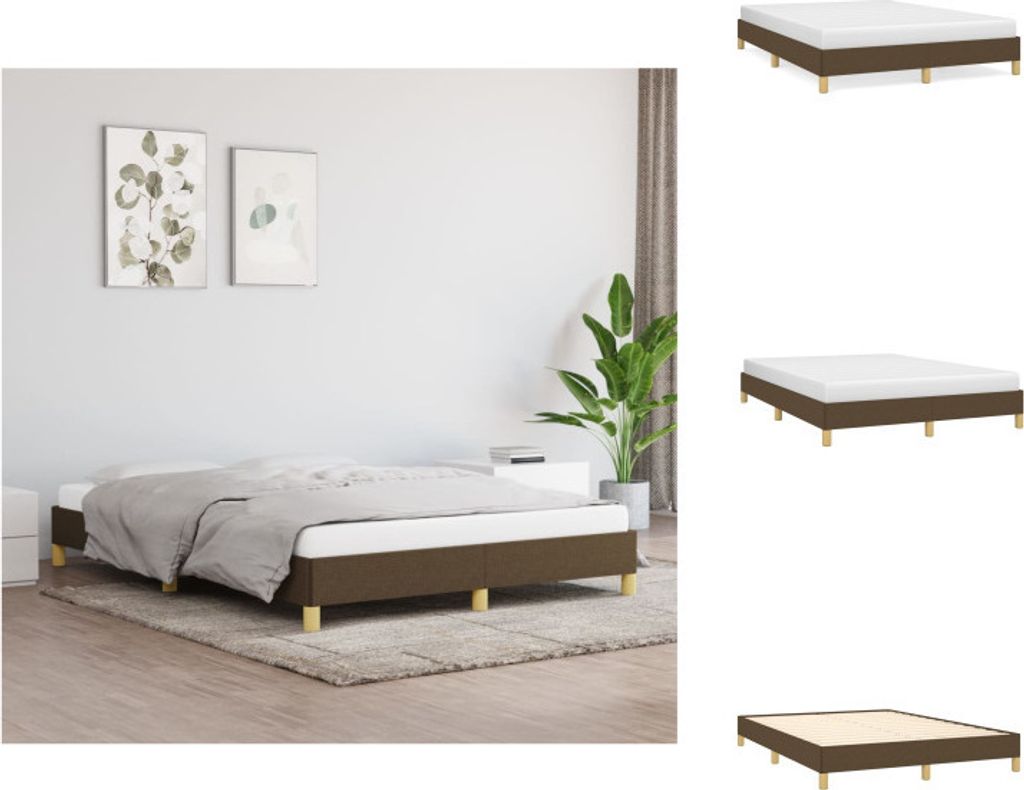 vidaXL Bettgestell Dunkelbraun 140x200 cm Stoff - Betten & Bettgestelle