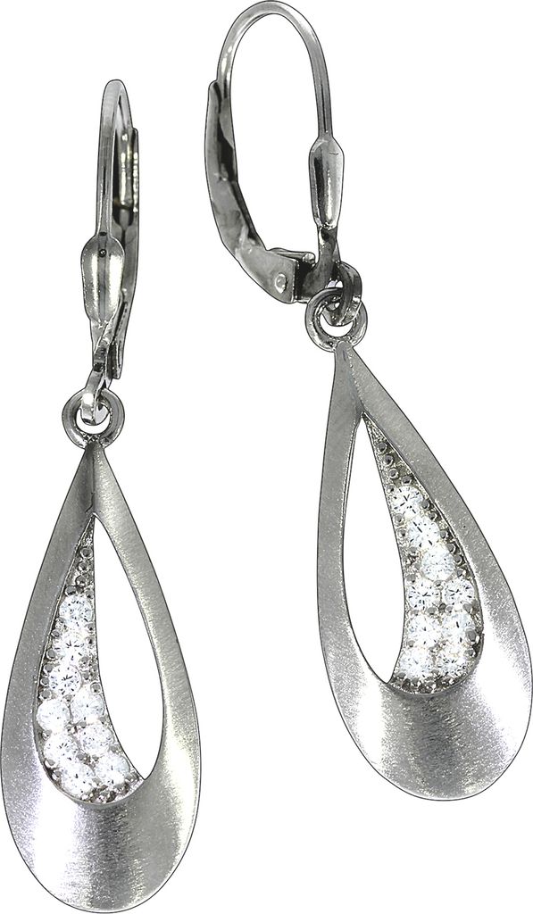 F Ohrhänger 925/- Sterling Silber 3,9cm weiß Zirkonia weiß 025230028