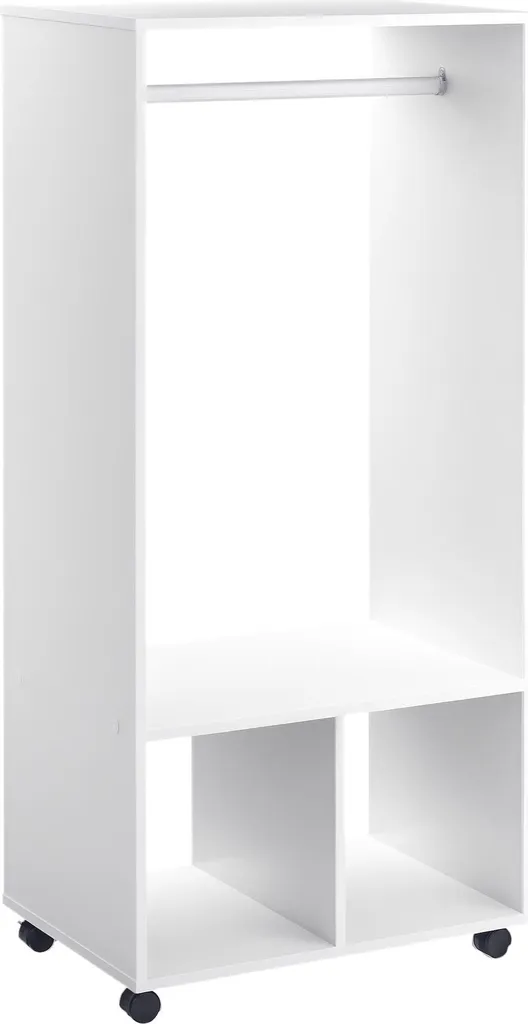 HOMCOM Armoire Penderie Mobile à 2 Niches et 4 Roues Blanc 60x40x128cm