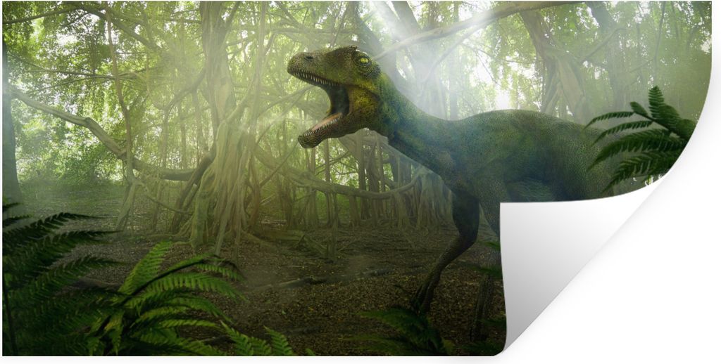 MuchoWow Wandtattoo Wandsticker Wandaufkleber Dinosaurier - Dschungel - Pflanzen 160x80 cm Selbstklebend und Repositionierbar - Sticker - Dekorfolie